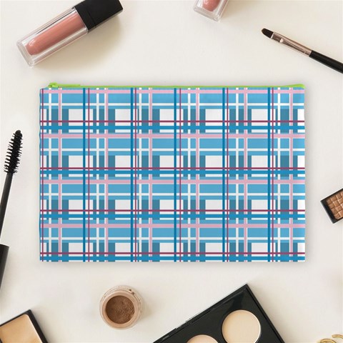 Blue plaid pattern Cosmetic Bag (Large)  from ArtsNow.com Front