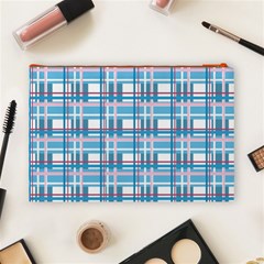 Blue plaid pattern Cosmetic Bag (Large)  from ArtsNow.com Back