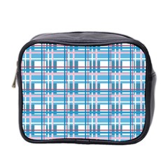 Blue plaid pattern Mini Toiletries Bag 2 Front