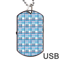 Blue plaid pattern Dog Tag USB Flash (Two Sides)  from ArtsNow.com Front