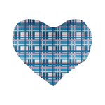 Blue plaid pattern Standard 16  Premium Heart Shape Cushions