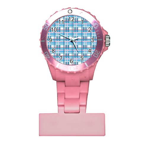 Blue plaid pattern Plastic Nurses Watch from ArtsNow.com Front