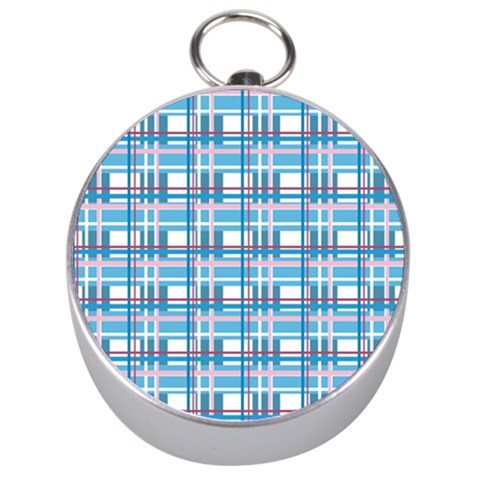 Blue plaid pattern Silver Compasses from ArtsNow.com Front