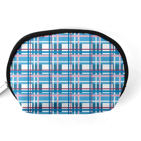 Blue plaid pattern Accessory Pouches (Medium)  from ArtsNow.com Back