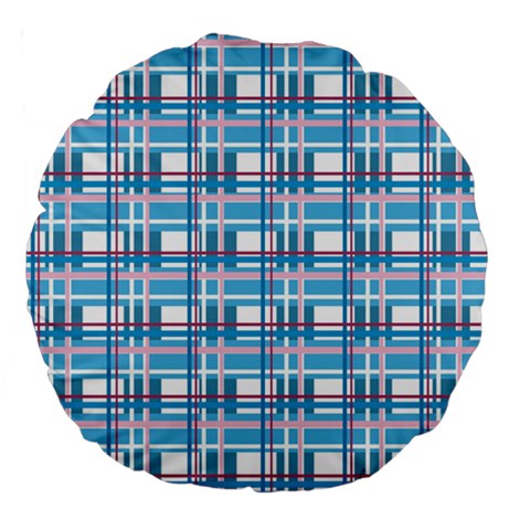 Blue plaid pattern Large 18  Premium Flano Round Cushions from ArtsNow.com Back