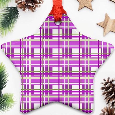 Purple plaid pattern Ornament (Star)  from ArtsNow.com Front