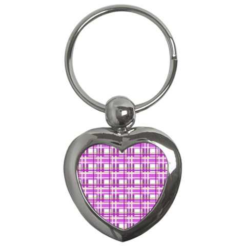 Purple plaid pattern Key Chains (Heart)  from ArtsNow.com Front