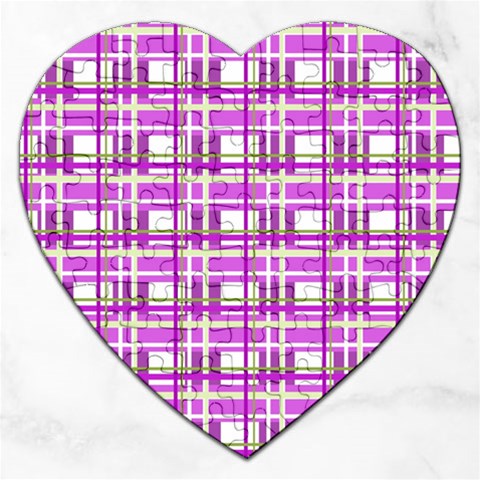 Purple plaid pattern Jigsaw Puzzle (Heart) from ArtsNow.com Front