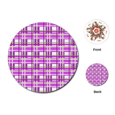 Purple plaid pattern Playing Cards (Round)  from ArtsNow.com Front