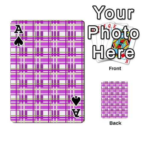 Ace Purple plaid pattern Playing Cards 54 Designs  from ArtsNow.com Front - SpadeA