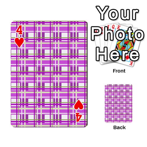 Purple plaid pattern Playing Cards 54 Designs  from ArtsNow.com Front - Heart4