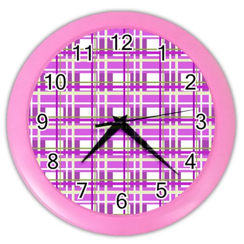 Purple plaid pattern Color Wall Clocks from ArtsNow.com Front