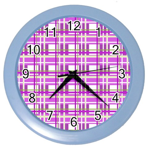 Purple plaid pattern Color Wall Clocks from ArtsNow.com Front