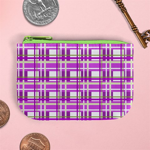 Purple plaid pattern Mini Coin Purses from ArtsNow.com Front