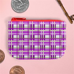 Purple plaid pattern Mini Coin Purses from ArtsNow.com Front