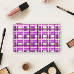 Purple plaid pattern Cosmetic Bag (Small)  from ArtsNow.com Front