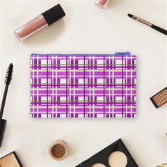 Purple plaid pattern Cosmetic Bag (Small)  from ArtsNow.com Back