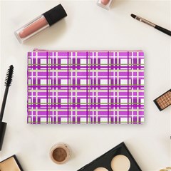 Purple plaid pattern Cosmetic Bag (Medium)  from ArtsNow.com Front