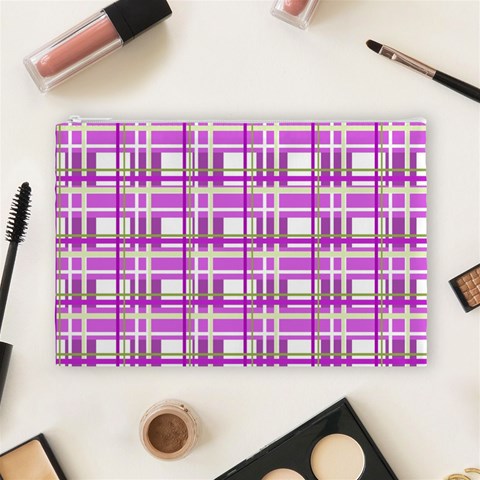 Purple plaid pattern Cosmetic Bag (Large)  from ArtsNow.com Front