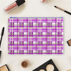 Purple plaid pattern Cosmetic Bag (Large)  from ArtsNow.com Front