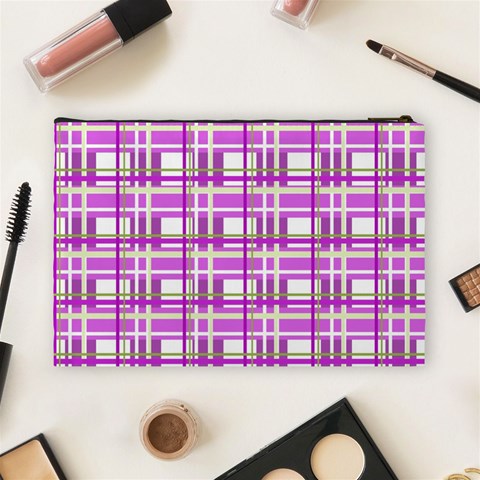 Purple plaid pattern Cosmetic Bag (Large)  from ArtsNow.com Back