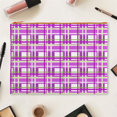 Purple plaid pattern Cosmetic Bag (XL) from ArtsNow.com Front