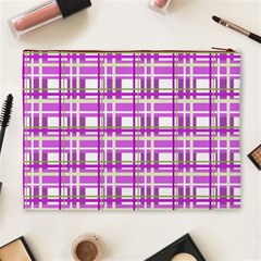 Purple plaid pattern Cosmetic Bag (XL) from ArtsNow.com Back