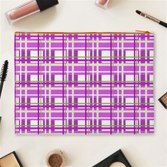 Purple plaid pattern Cosmetic Bag (XL) from ArtsNow.com Back