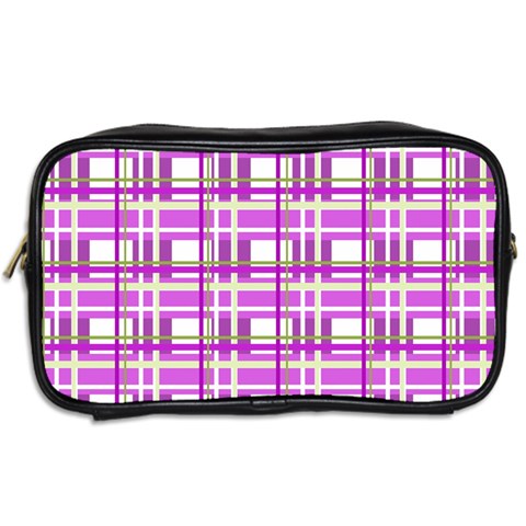 Purple plaid pattern Toiletries Bags 2 Back