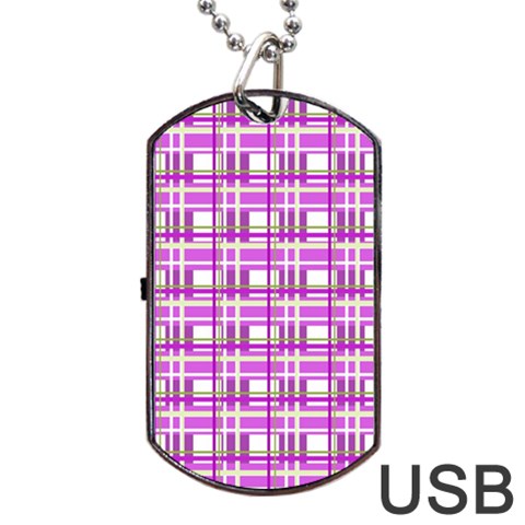 Purple plaid pattern Dog Tag USB Flash (One Side) from ArtsNow.com Front