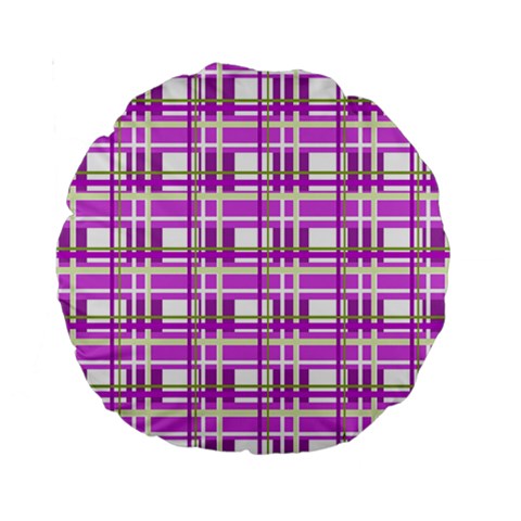 Purple plaid pattern Standard 15  Premium Round Cushions from ArtsNow.com Back