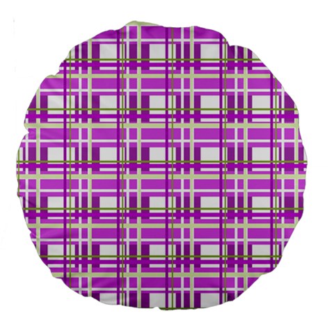 Purple plaid pattern Large 18  Premium Round Cushions from ArtsNow.com Back