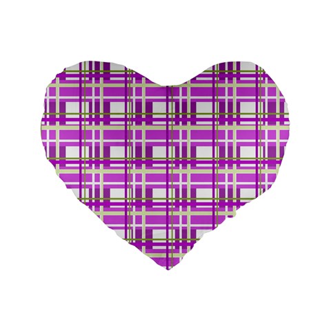 Purple plaid pattern Standard 16  Premium Heart Shape Cushions from ArtsNow.com Front