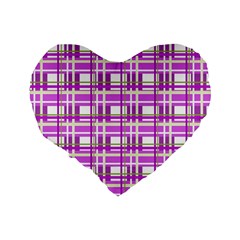 Purple plaid pattern Standard 16  Premium Heart Shape Cushions from ArtsNow.com Back