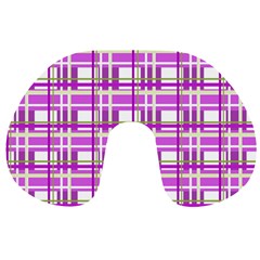 Purple plaid pattern Travel Neck Pillows from ArtsNow.com Back