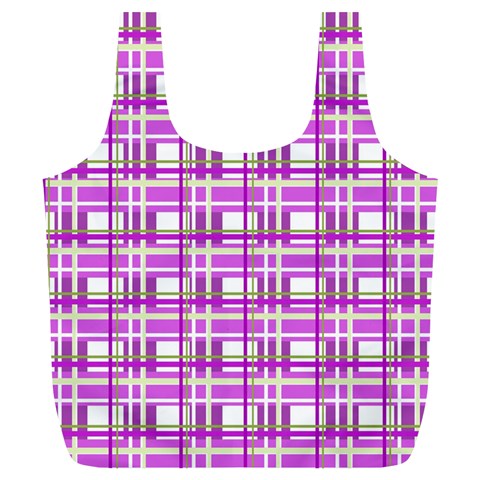 Purple plaid pattern Full Print Recycle Bags (L)  from ArtsNow.com Front