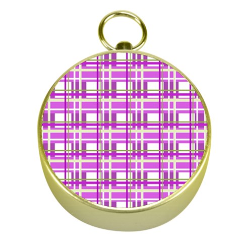 Purple plaid pattern Gold Compasses from ArtsNow.com Front