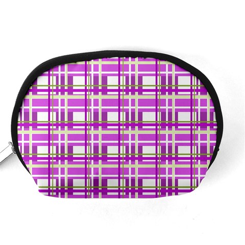 Purple plaid pattern Accessory Pouches (Medium)  from ArtsNow.com Back