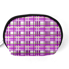 Purple plaid pattern Accessory Pouches (Medium)  from ArtsNow.com Back