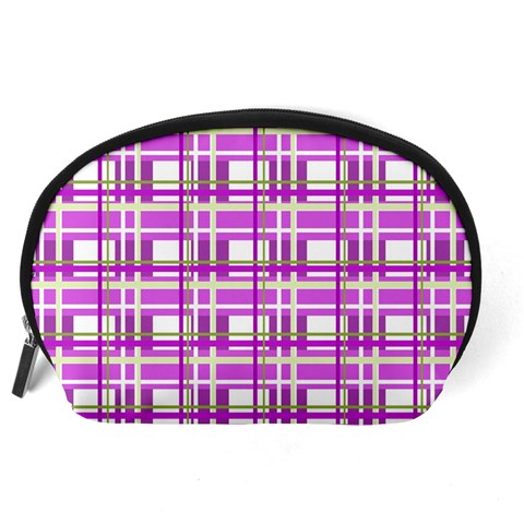 Purple plaid pattern Accessory Pouches (Large)  from ArtsNow.com Back