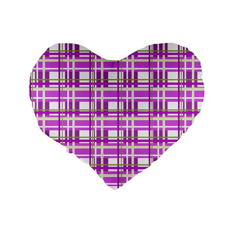 Purple plaid pattern Standard 16  Premium Flano Heart Shape Cushions from ArtsNow.com Back