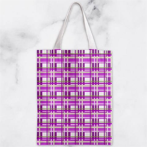 Purple plaid pattern Zipper Classic Tote Bag from ArtsNow.com Back