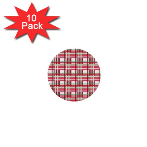 Red plaid pattern 1  Mini Buttons (10 pack)  from ArtsNow.com Front