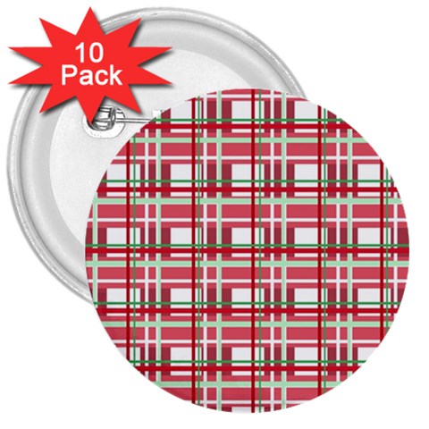 Red plaid pattern 3  Buttons (10 pack)  from ArtsNow.com Front