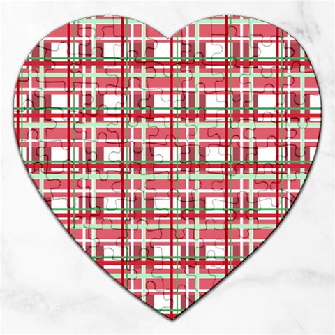 Red plaid pattern Jigsaw Puzzle (Heart) from ArtsNow.com Front