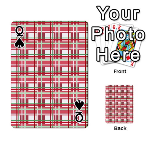 Queen Red plaid pattern Playing Cards 54 Designs  from ArtsNow.com Front - SpadeQ