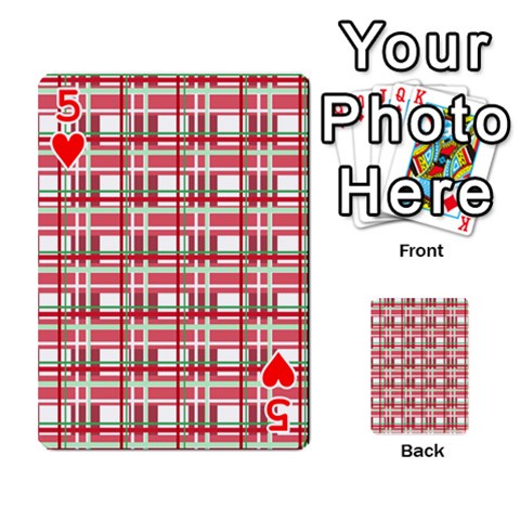 Red plaid pattern Playing Cards 54 Designs  from ArtsNow.com Front - Heart5