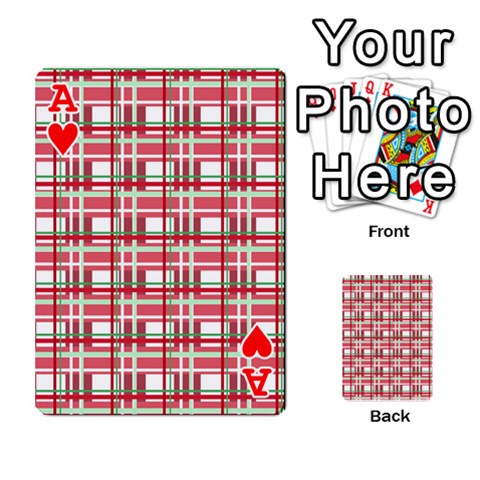 Ace Red plaid pattern Playing Cards 54 Designs  from ArtsNow.com Front - HeartA