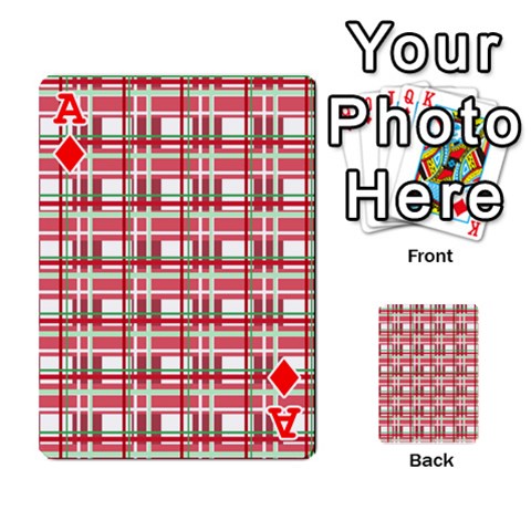 Ace Red plaid pattern Playing Cards 54 Designs  from ArtsNow.com Front - DiamondA