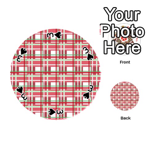 Red plaid pattern Playing Cards 54 (Round)  from ArtsNow.com Front - Spade3